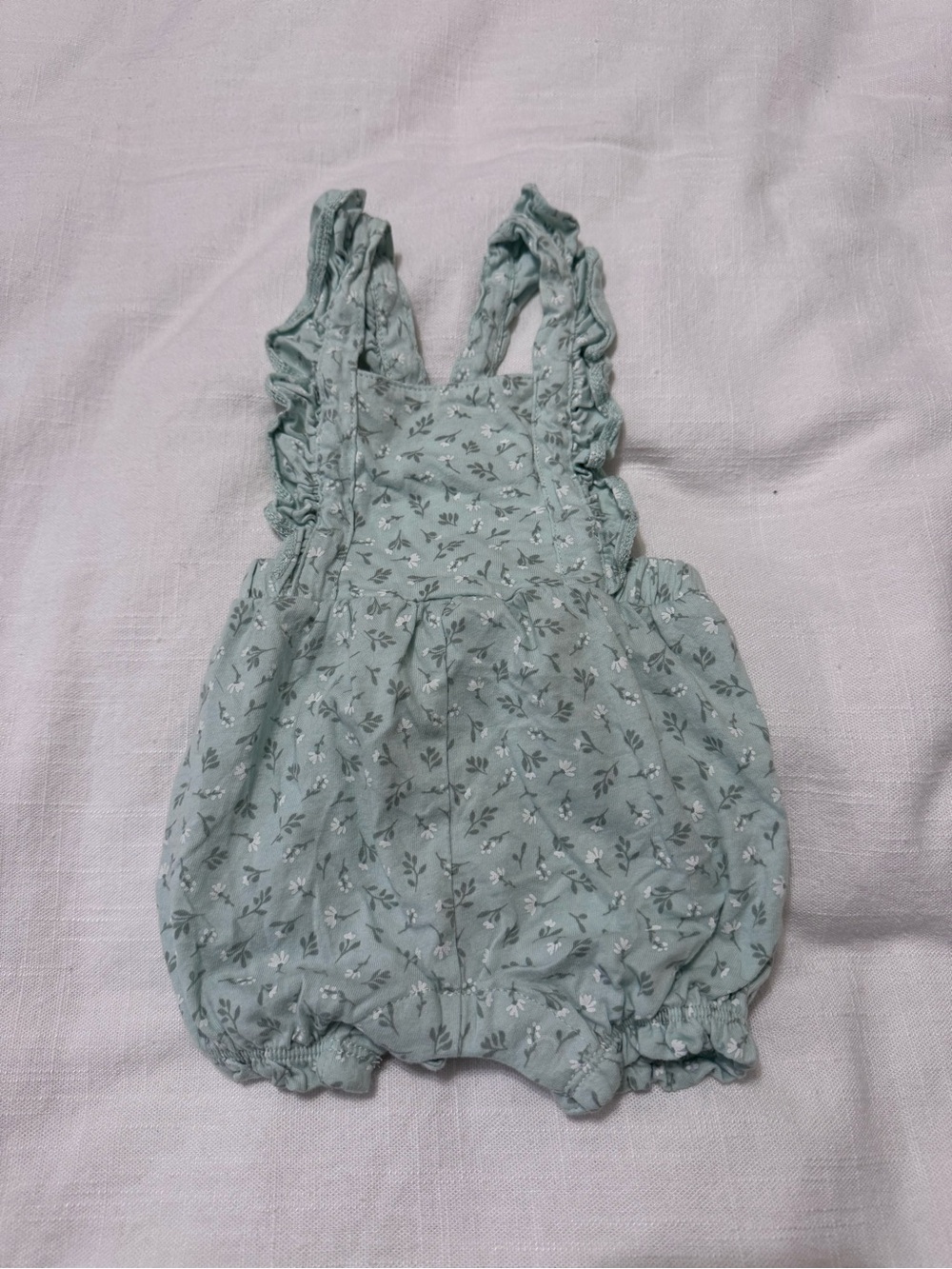 Carter's Sage Green Floral Ruffle Strap Romper